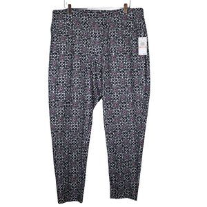 NWT Michael Kors Printed Pull On Pants Size 2X Black White Stretch Plus Skinny